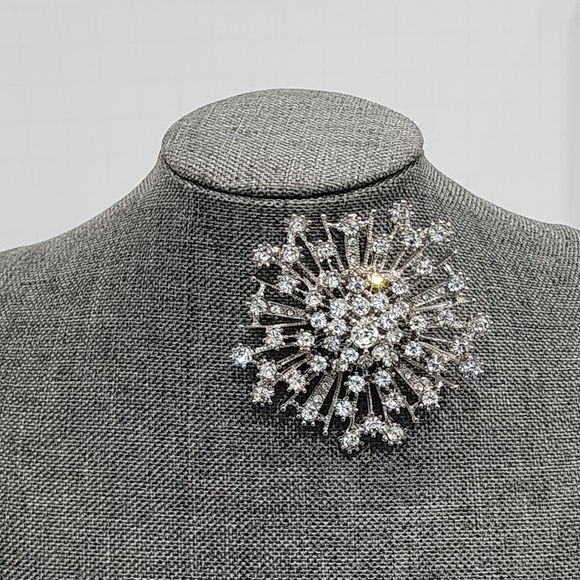 Vintage Rhinestone Brooch, 2.5" Starburst Design - Picture 1 of 9